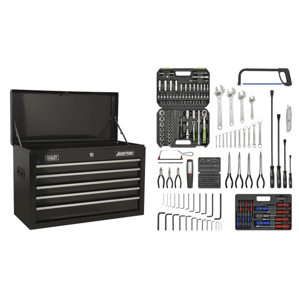 Sealey Combo Kits 5 Drawer Topchest with Ball-Bearing Slides - Black & 272pc Tool Kit-AP225BCOMBO 5054511201987 AP225BCOMBO - Buy Direct from Spare and Square