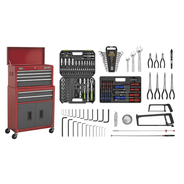 Sealey Combo Kits 6 Drawer Topchest & Rollcab Combination with Ball-Bearing Slides & 170pc Tool Kit-AP2200BBCOMBO 5051747535541 AP2200BBCOMBO - Buy Direct from Spare and Square