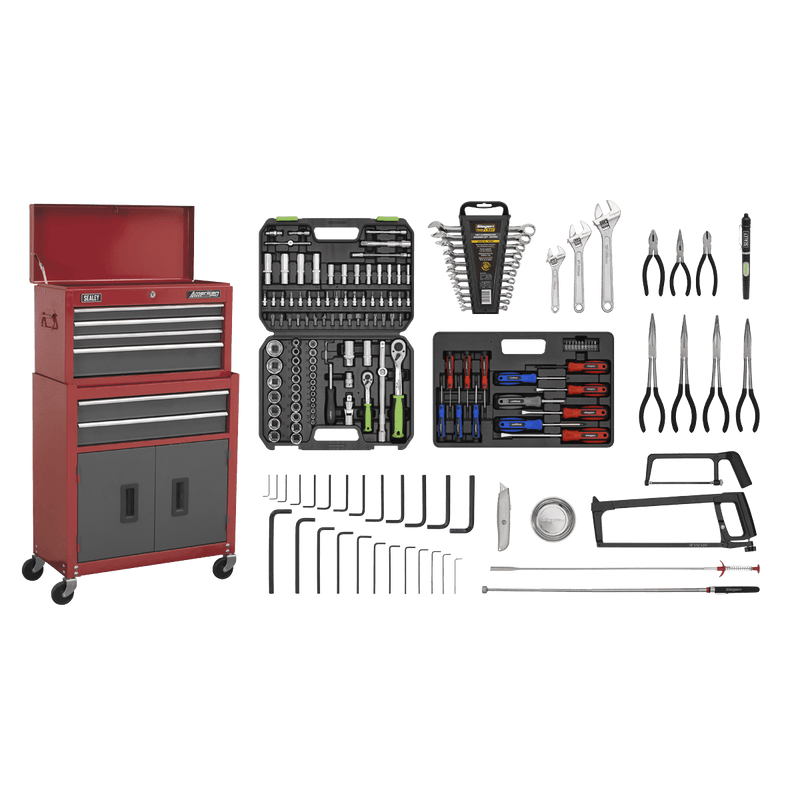Sealey Combo Kits 6 Drawer Topchest & Rollcab Combination with Ball-Bearing Slides & 170pc Tool Kit-AP2200BBCOMBO 5051747535541 AP2200BBCOMBO - Buy Direct from Spare and Square
