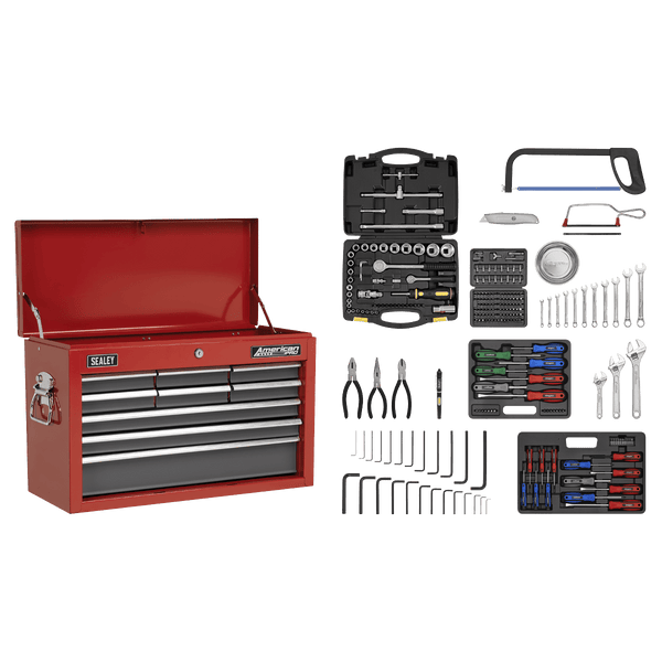 Sealey Combo Kits 9 Drawer Topchest with Ball-Bearing Slides & 205pc Tool Kit-AP22509BBCOMB 5051747535497 AP22509BBCOMB - Buy Direct from Spare and Square