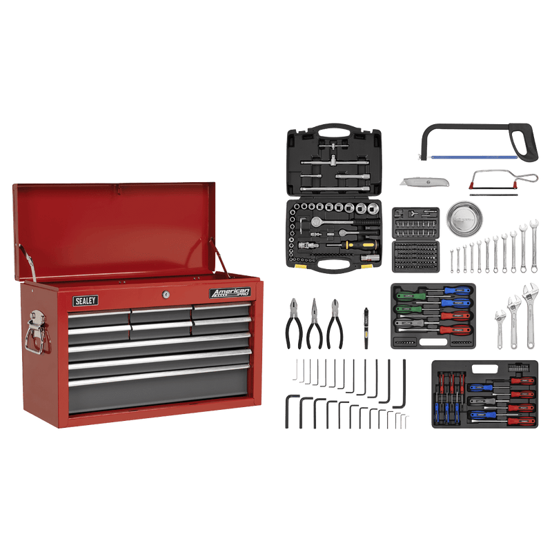 Sealey Combo Kits 9 Drawer Topchest with Ball-Bearing Slides & 205pc Tool Kit-AP22509BBCOMB 5051747535497 AP22509BBCOMB - Buy Direct from Spare and Square