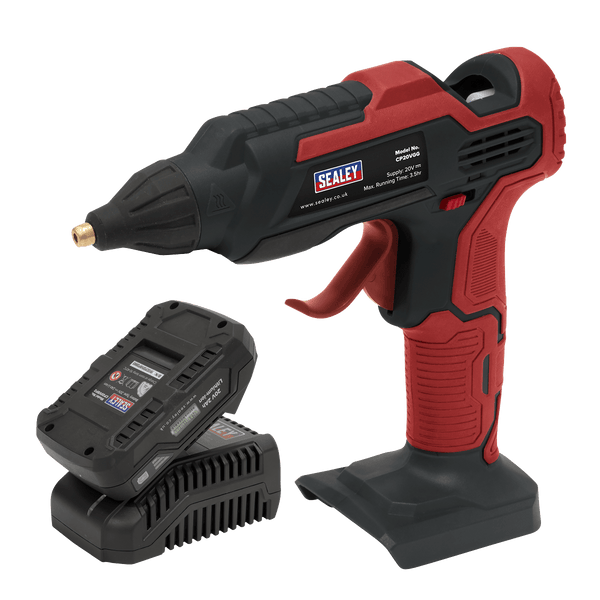 Sealey Cordless Glue Gun Kit 20V 2Ah SV20 Series - 2 Batteries 5054511913026 CP20VGGKIT - Buy Direct from Spare and Square