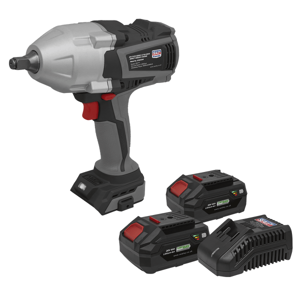 Sealey Cordless Impact Wrench Kit 20V 4Ah SV20 Series 5054630382642 CP20VXIWKIT - Buy Direct from Spare and Square