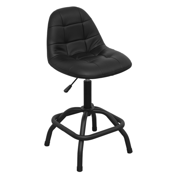Sealey Creepers & Seats Pneumatic Workshop Stool with Adjustable Height Swivel Seat & Back Rest-SCR01B 5054511773897 SCR01B - Buy Direct from Spare and Square