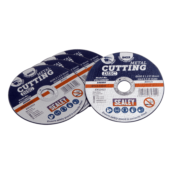 Sealey Cutting Discs Ø100 x 1.2mm Cutting Disc Ø16mm Bore Pack of 100-PTC/100CET100 5054630207266 PTC/100CET100 - Buy Direct from Spare and Square