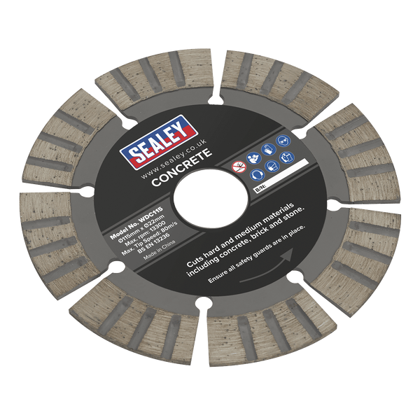 Sealey Cutting Discs Ø115mm Concrete Cutting Disc Wet and Dry Use-WDC115 5054630024351 WDC115 - Buy Direct from Spare and Square