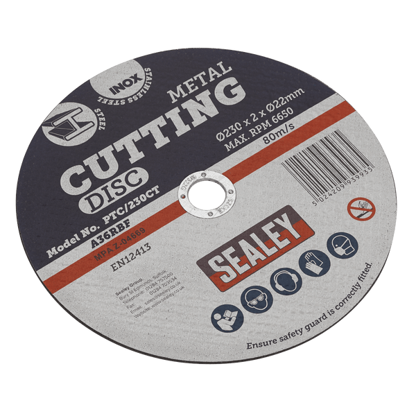 Sealey Cutting Discs Ø230 x 2mm Cutting Disc Ø22mm Bore-PTC/230CT 5024209939935 PTC/230CT - Buy Direct from Spare and Square