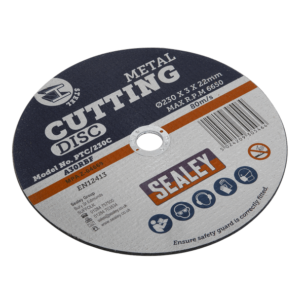 Sealey Cutting Discs Ø230 x 3mm Cutting Disc 22mm Bore-PTC/230C 5024209305464 PTC/230C - Buy Direct from Spare and Square