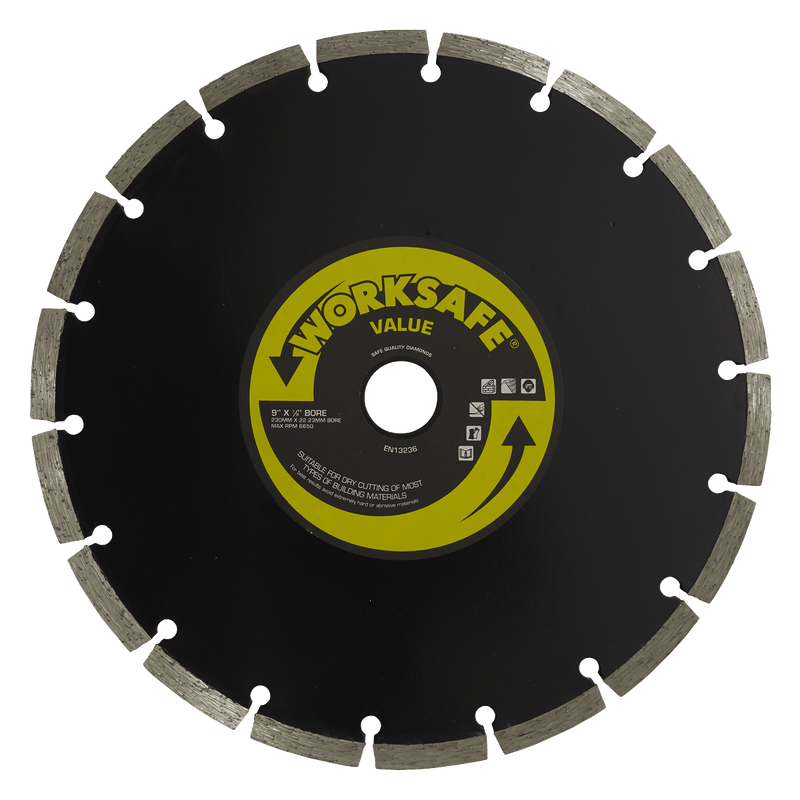 Sealey Cutting Discs Ø230 x Ø22mm Value Diamond Blade-WDV230 5055257205529 WDV230 - Buy Direct from Spare and Square