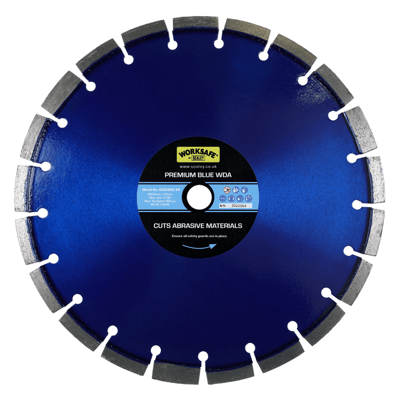 Sealey Cutting Discs Ø300 x 20mm Premium Blue WDA Diamond Blade-WDA300/20 5055111207423 WDA300/20 - Buy Direct from Spare and Square