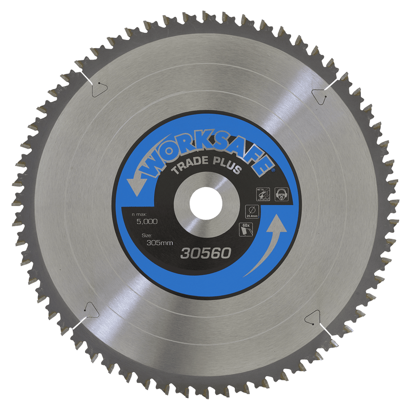 Sealey Cutting Discs Ø305 x 25.4mm Trade Plus Circular Saw Blade - 60tpu-TPS30560 5055257205031 TPS30560 - Buy Direct from Spare and Square