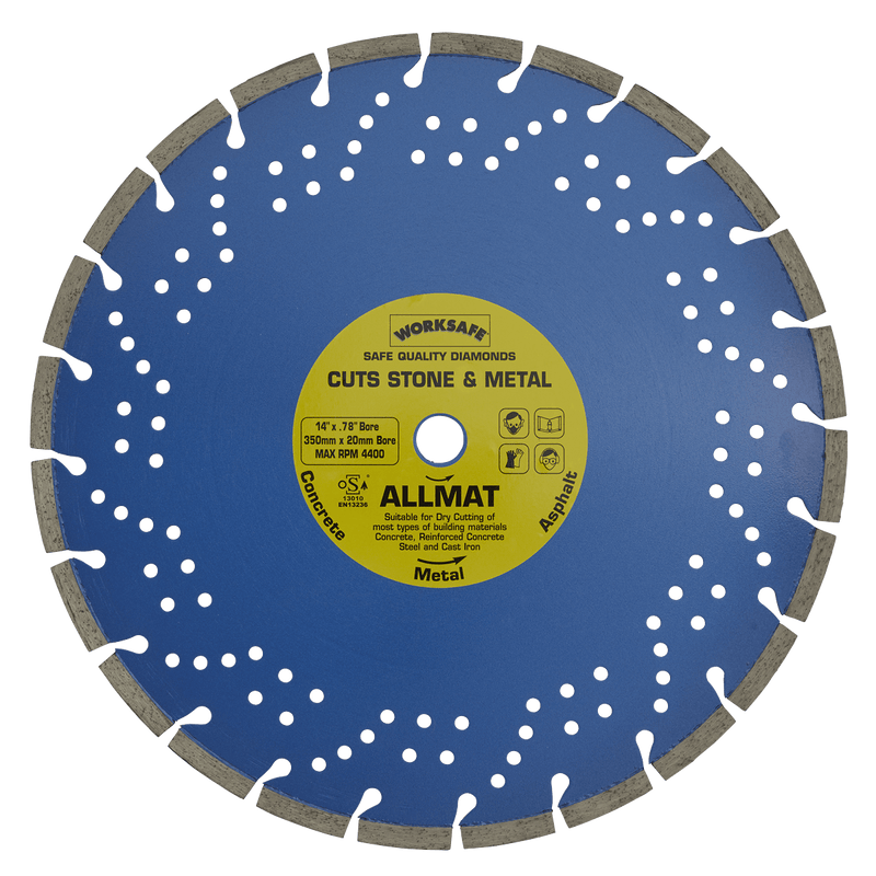 Sealey Cutting Discs Ø350 x 20mm Platinum Allmat Diamond Blade-WDPA350/20 5055257205079 WDPA350/20 - Buy Direct from Spare and Square