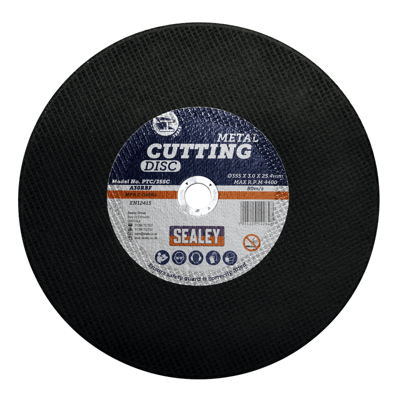 Sealey Cutting Discs Ø355 x 3mm Cutting Disc Ø25.4mm Bore-PTC/355C 5024209142847 PTC/355C - Buy Direct from Spare and Square