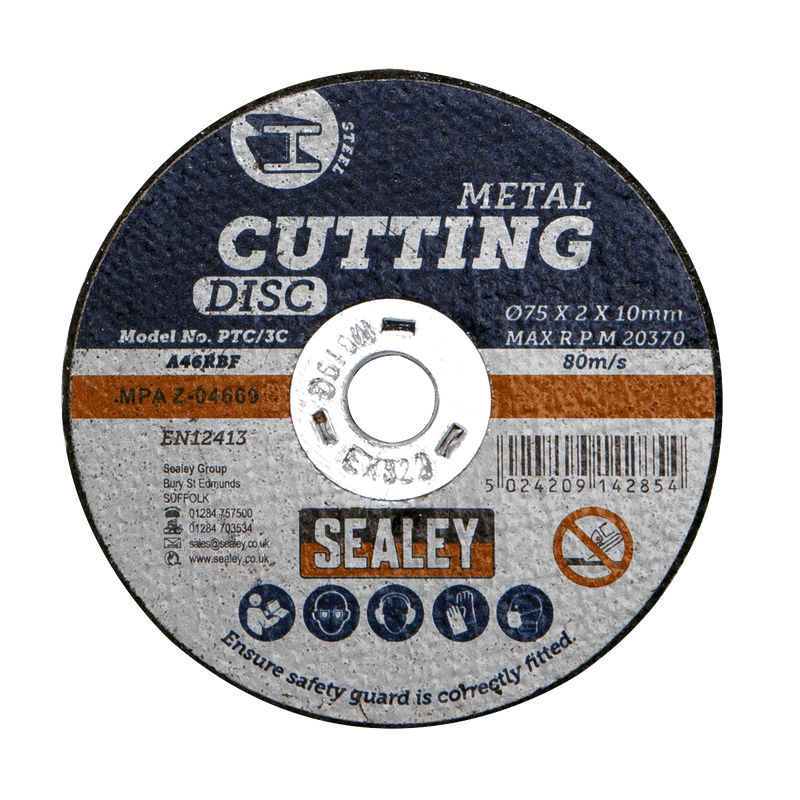 Sealey Cutting Discs Ø75 x 2mm Cutting Disc 10mm Bore-PTC/3C 5024209142854 PTC/3C - Buy Direct from Spare and Square