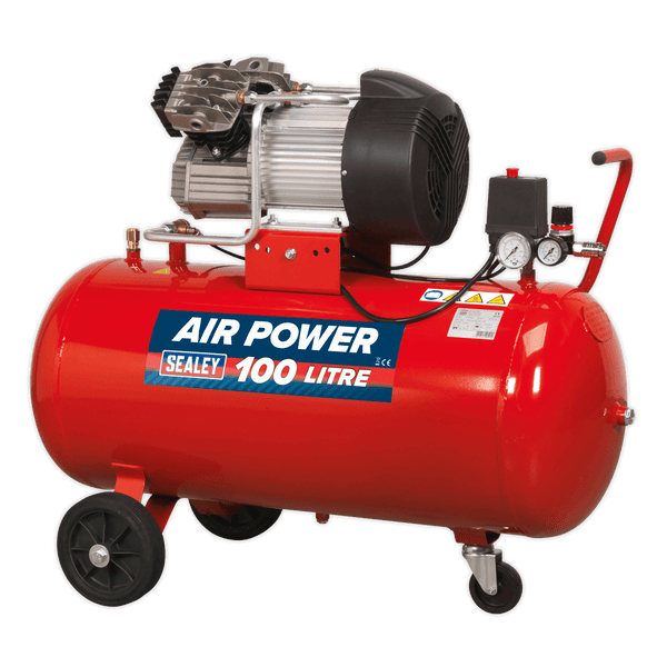 Sealey Direct Drive 100L V-Twin Direct Drive Air Compressor 3hp-SAC10030 5051747495012 SAC10030 - Buy Direct from Spare and Square