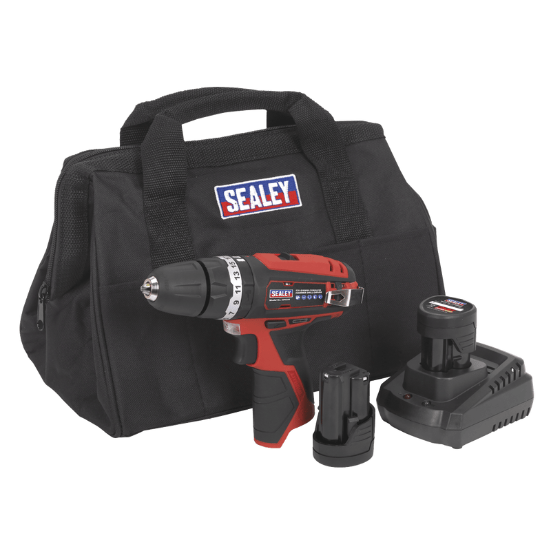 Sealey Drills 12V SV12 Series Ø10mm Combi Drill Kit - 2 Batteries-CP1201KIT 5054511190311 CP1201KIT - Buy Direct from Spare and Square