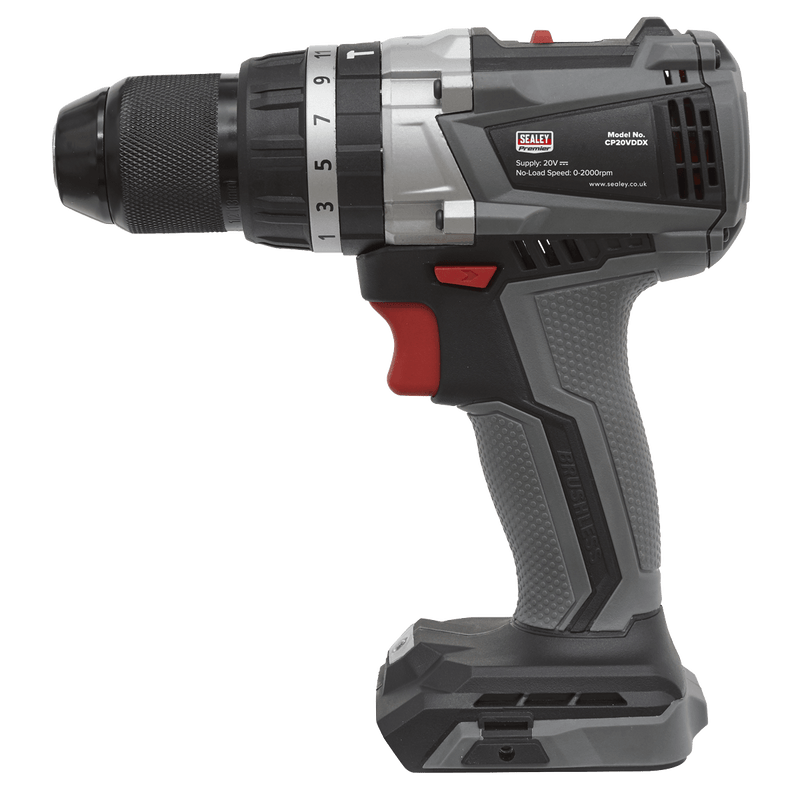 Sealey Drills 20V SV20 Series Ø13mm Brushless Combi Drill - Body Only-CP20VDDX 5054511619072 CP20VDDX - Buy Direct from Spare and Square