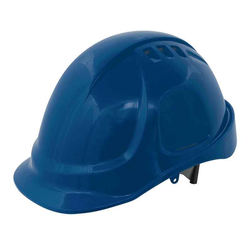 Sealey Ear & Head Protection Safety Helmet - Vented (Blue)-502B 5055111200523 502B - Buy Direct from Spare and Square
