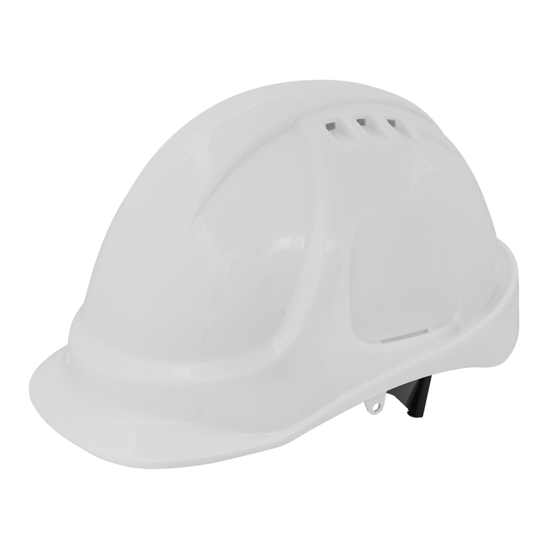 Sealey Ear & Head Protection Safety Helmet - Vented (White)-502W 5055111200509 502W - Buy Direct from Spare and Square