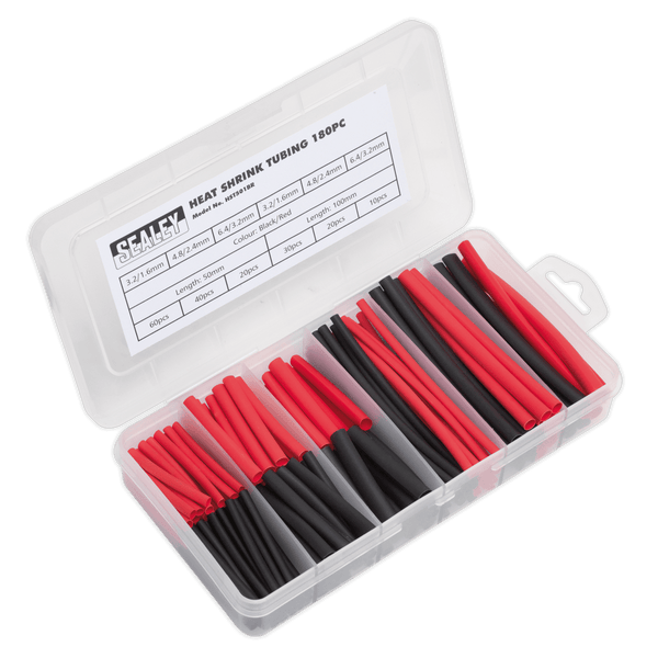Sealey Electrical 180pc 50 & 100mm Heat Shrink Tubing Assortment - Black & Red-HST501BR 5054511004625 HST501BR - Buy Direct from Spare and Square