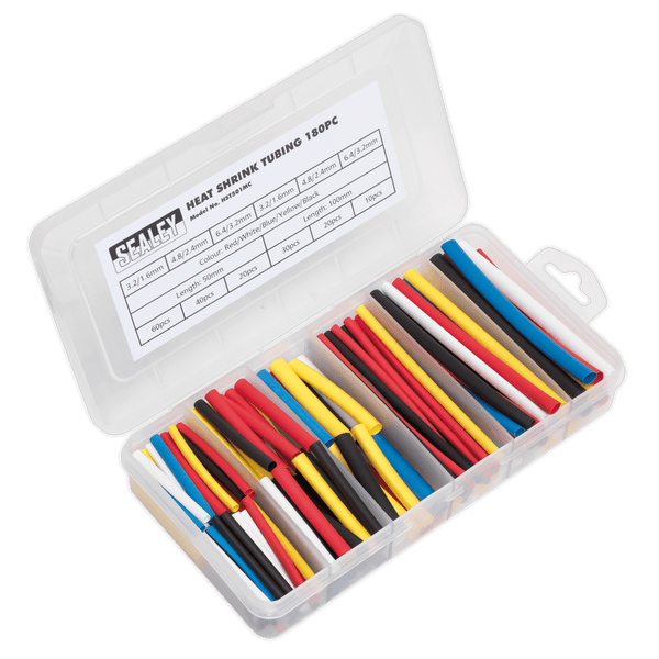 Sealey Electrical 180pc 50 & 100mm Heat Shrink Tubing Assortment - Mixed Colours-HST501MC 5054511004632 HST501MC - Buy Direct from Spare and Square