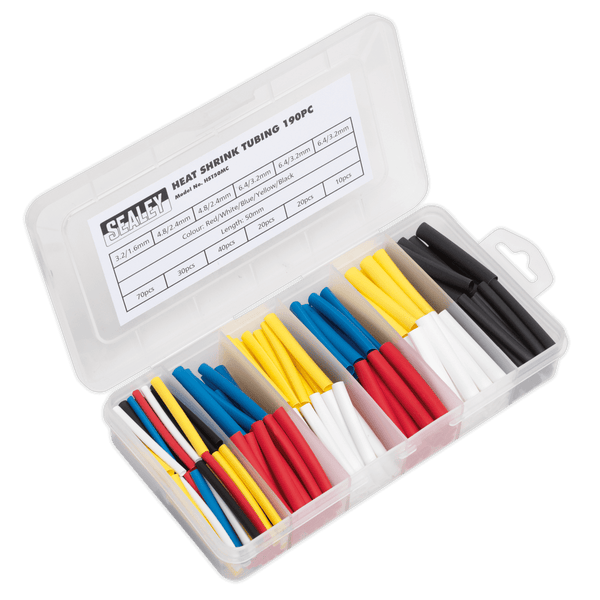 Sealey Electrical 190pc 50mm Heat Shrink Tubing Assortment - Mixed Colours-HST50MC 5054511004649 HST50MC - Buy Direct from Spare and Square