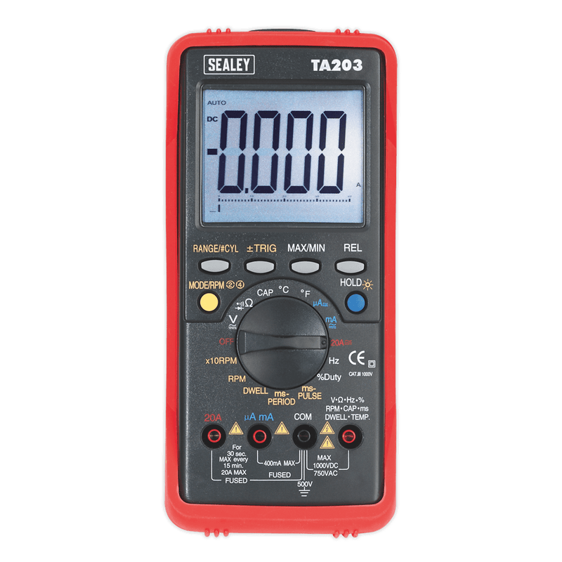 Sealey Electrics 15-Function Digital Automotive Multimeter with Bar Graph/PC Link-TA203 5024209700399 TA203 - Buy Direct from Spare and Square