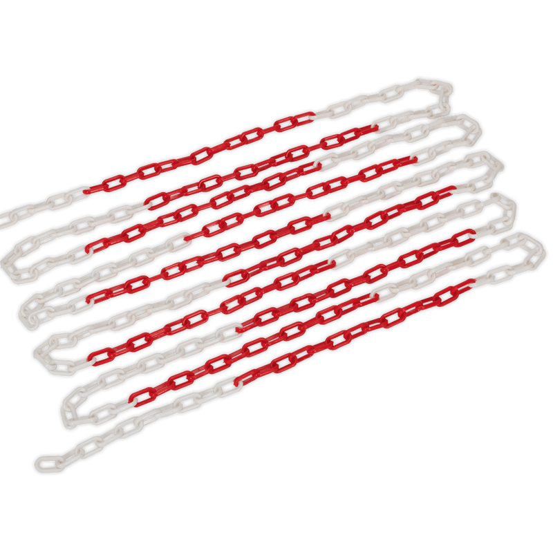 Sealey Electrics 25m x 6mm Red/White Plastic Chain-HSC25M 5054511511574 HSC25M - Buy Direct from Spare and Square