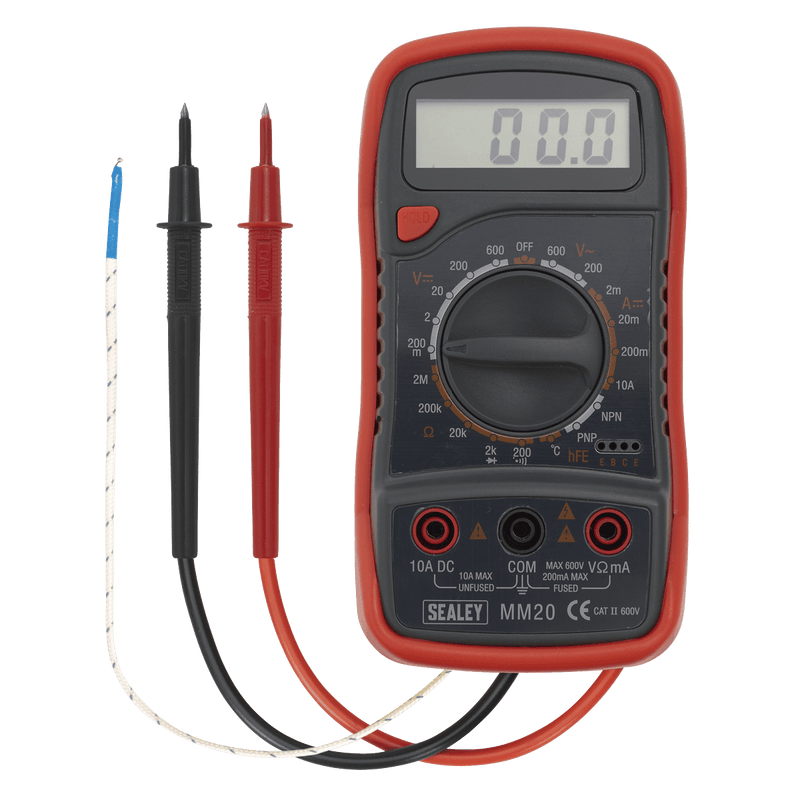 Sealey Electrics 8-Function Digital Multimeter with Thermocouple-MM20 5024209731713 MM20 - Buy Direct from Spare and Square