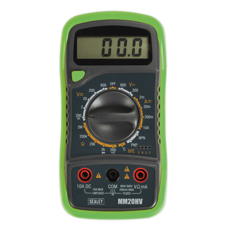 Sealey Electrics 8-Function Hi-Vis Digital Multimeter with Thermocouple-MM20HV 5054511013047 MM20HV - Buy Direct from Spare and Square