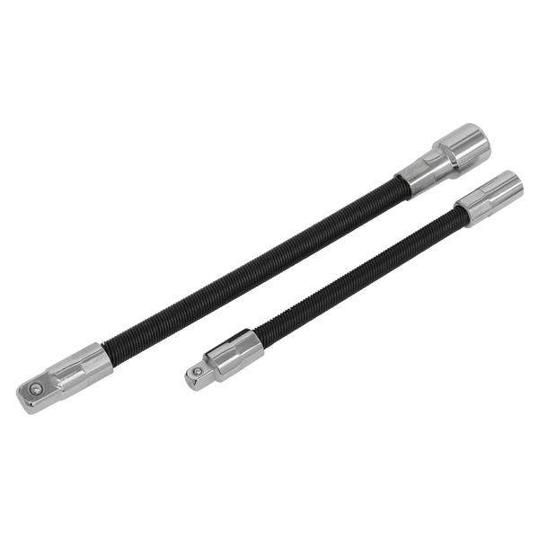 Sealey Extension Bars 2pc Flexible Extension Adaptor Set 1/4"Sq x 150mm & 3/8"Sq x 200mm-AK7341 5024209958943 AK7341 - Buy Direct from Spare and Square