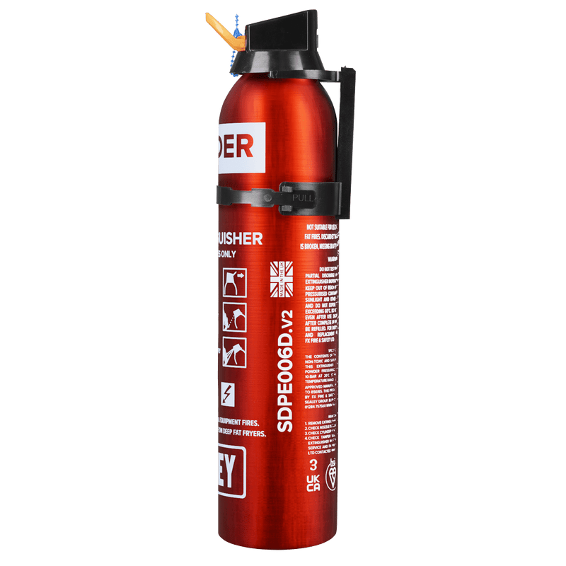Sealey Fire Protection 0.6kg Dry Powder Fire Extinguisher - Disposable-SDPE006D 5054630283093 SDPE006D - Buy Direct from Spare and Square