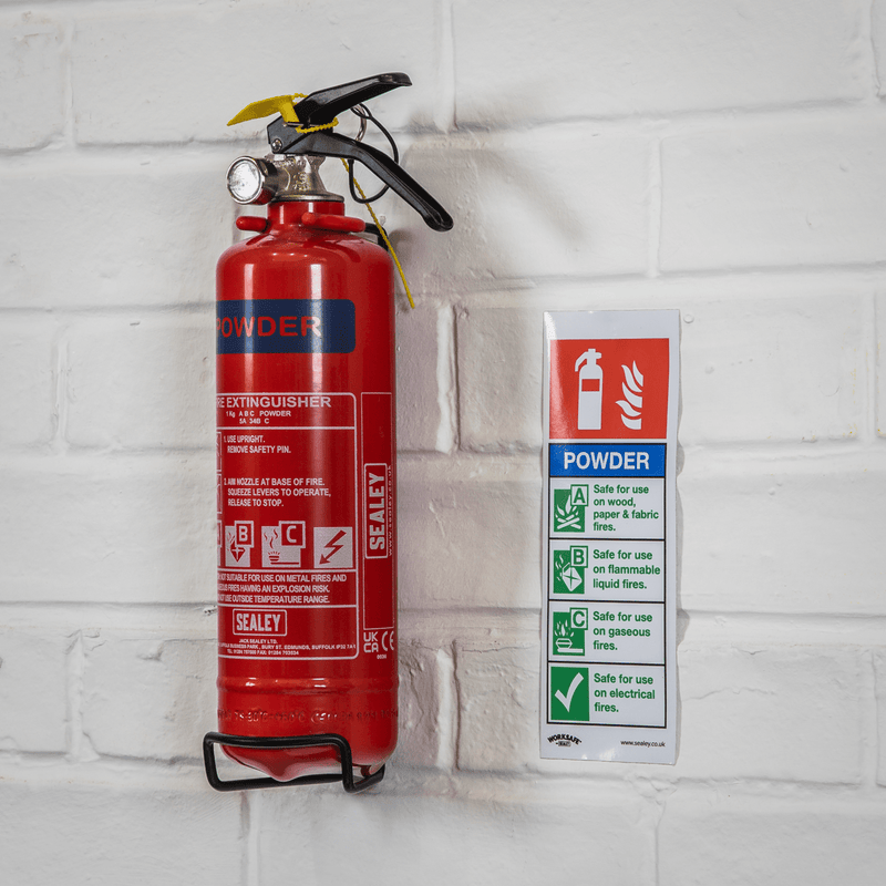Sealey Fire Protection 1kg Dry Powder Fire Extinguisher-SDPE01 5024209846691 SDPE01 - Buy Direct from Spare and Square