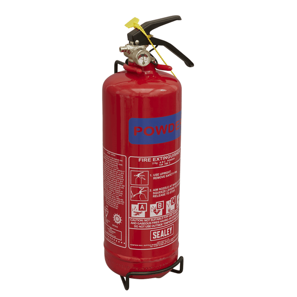 Sealey Fire Protection 2kg Dry Powder Fire Extinguisher-SDPE02 5024209891776 SDPE02 - Buy Direct from Spare and Square