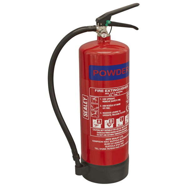 Sealey Fire Protection 6kg Dry Powder Fire Extinguisher-SDPE06 5024209891790 SDPE06 - Buy Direct from Spare and Square
