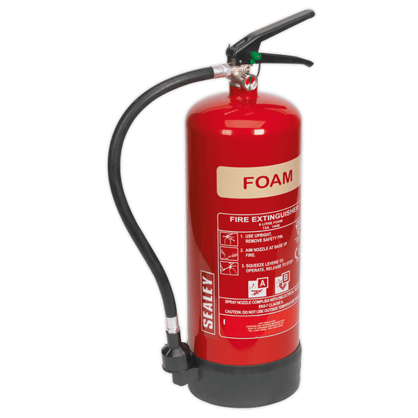 Sealey Fire Protection 6L Foam Fire Extinguisher-SFE06 5024209891813 SFE06 - Buy Direct from Spare and Square