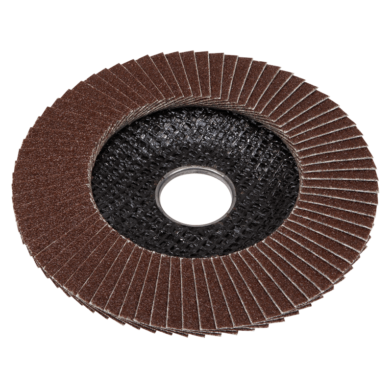 Sealey Flap Discs Ø115mm Aluminium Oxide Flap Disc Ø22mm Bore 40Grit-FD11540E 5054630029943 FD11540E - Buy Direct from Spare and Square