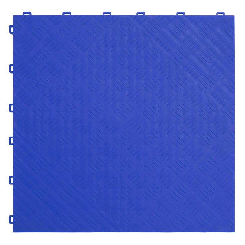 Sealey Floor Tiles 400 x 400mm Polypropylene Floor Tile - Blue Treadplate - Pack of 9-FT3BL 5054511686500 FT3BL - Buy Direct from Spare and Square