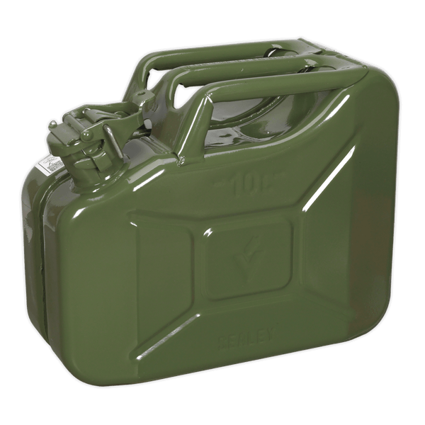 Sealey Fuel Cans 10L Jerry Can - Green-JC10G 5024209608411 JC10G - Buy Direct from Spare and Square