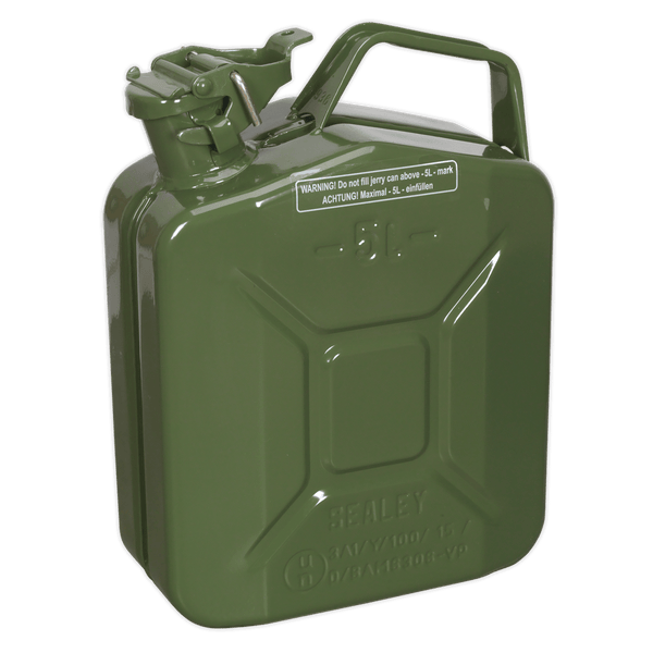 Sealey Fuel Cans 5L Jerry Can - Green-JC5MG 5051747511200 JC5MG - Buy Direct from Spare and Square