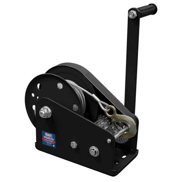 Sealey Geared Hand Winch with Brake & Cable 1130kg Capacity 5054630340918 GWC2500B - Buy Direct from Spare and Square