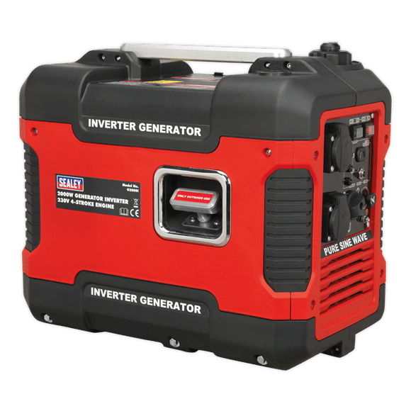 Sealey Generator Sealey 2000w Inverter Generator - 4-Stroke Engine - 2 x 230v Sockets G2000I - Buy Direct from Spare and Square