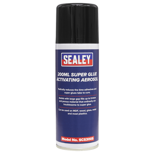 Sealey Glues, Adhesives & Sealants 200ml Super Glue Activating Aerosol - Pack of 6-SCS300 5054511062274 SCS300 - Buy Direct from Spare and Square