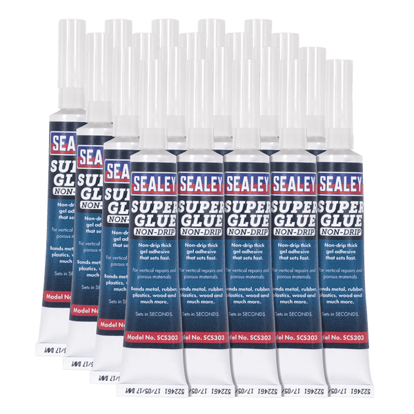 Sealey Glues, Adhesives & Sealants 20g Non-Drip Gel Super Glue - Pack of 20-SCS303 5054511062229 SCS303 - Buy Direct from Spare and Square
