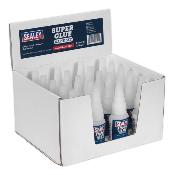 Sealey Glues, Adhesives & Sealants 20g Rapid Set Super Glue - Pack of 20-SCS304 5054511062236 SCS304 - Buy Direct from Spare and Square