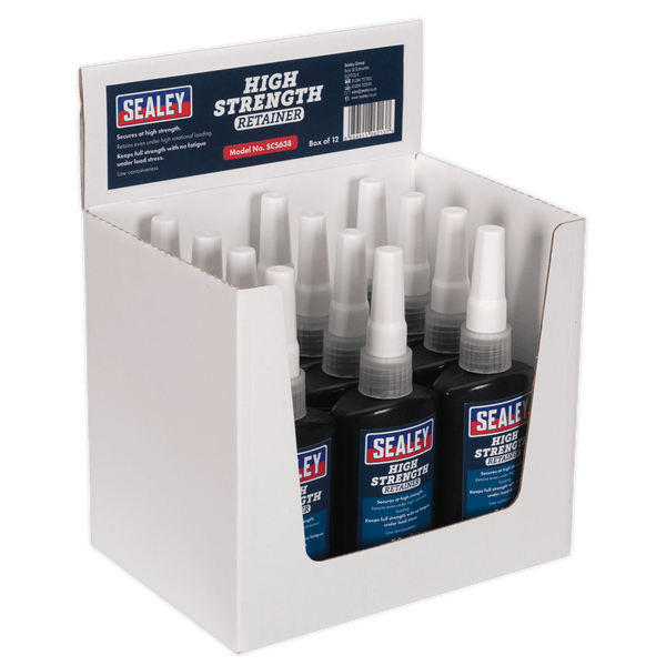 Sealey Glues, Adhesives & Sealants 50ml High Strength Retainer - Pack of 12-SCS638 5054511062137 SCS638 - Buy Direct from Spare and Square