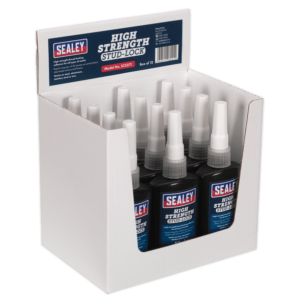 Sealey Glues, Adhesives & Sealants 50ml High Strength Stud Lock - Pack of 12-SCS271 5054511062212 SCS271 - Buy Direct from Spare and Square
