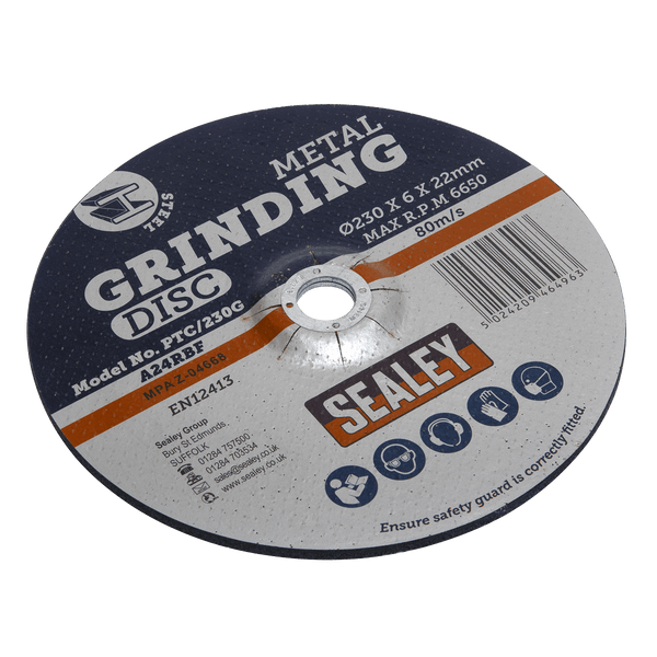 Sealey Grinding Discs Ø230 x 6mm Grinding Disc Ø22mm Bore-PTC/230G 5024209464963 PTC/230G - Buy Direct from Spare and Square