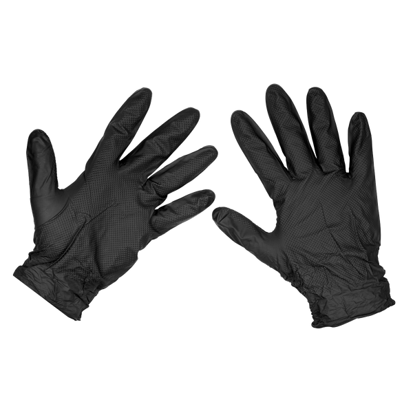 Sealey Hand Protection Black Diamond Grip Extra-Thick Nitrile Powder-Free Gloves Large - Pack of 50-SSP57L 5054630132469 SSP57L - Buy Direct from Spare and Square