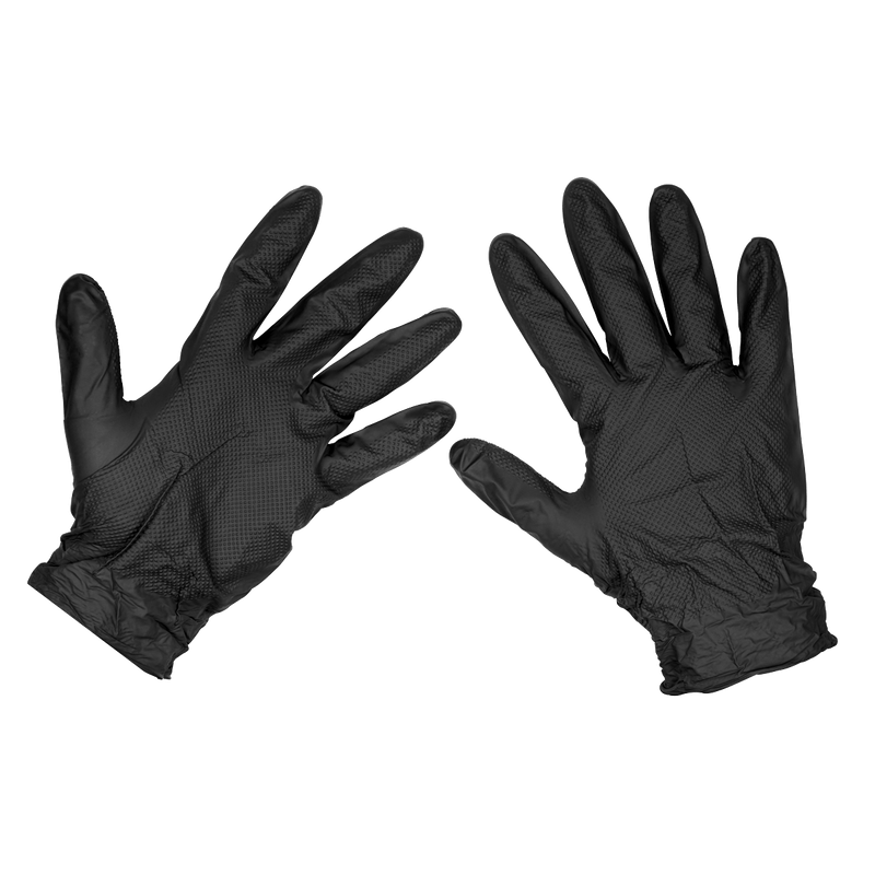 Sealey Hand Protection Black Diamond Grip Extra-Thick Nitrile Powder-Free Gloves Large - Pack of 50-SSP57L 5054630132469 SSP57L - Buy Direct from Spare and Square